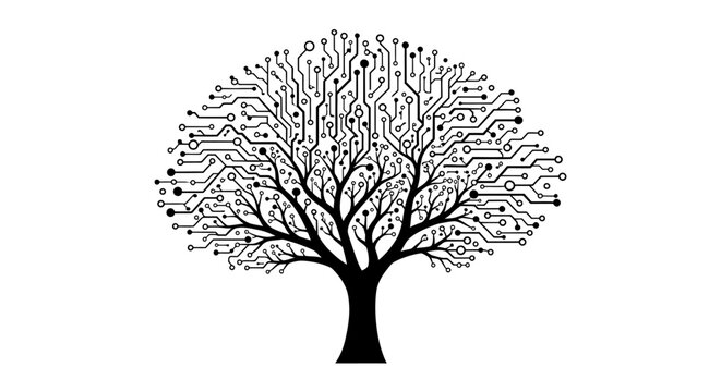 Abstract circuit board tree illustration, technology concept