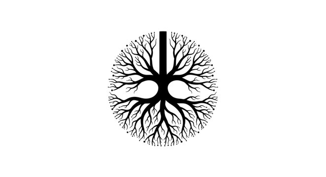 Abstract Tree Roots Symbol in Oval Shape