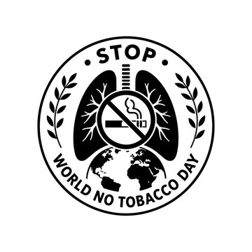 World no tobacco day emblem with human lungs and stop smoking cigarette symbol for healthcare.
