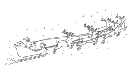 Santa claus rides in sleigh pulled by reindeer on snowy night © Pabitra