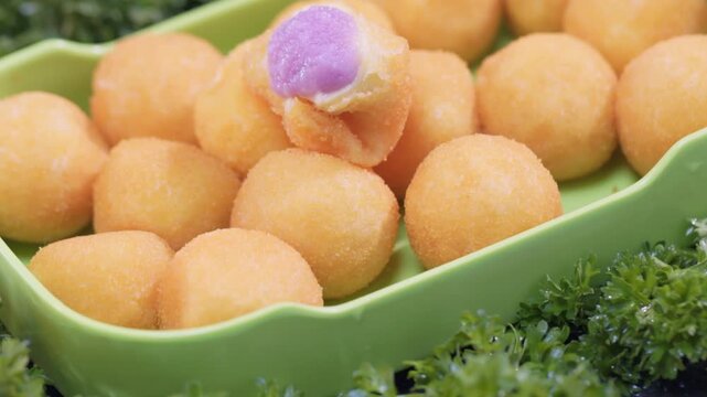 Dessert Snacks: Fried Taro and Purple Sweet Potato Lava Balls