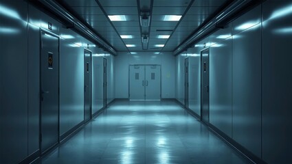 Fototapeta premium Industrial Isolation Hallway Scene
