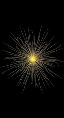 Obraz premium Glowing Golden Firework Burst Radiating on Black Background