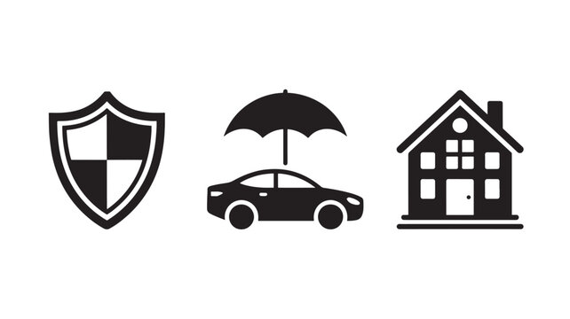 Insurance Icons Set for Protection, Risk Management, and Financial Security