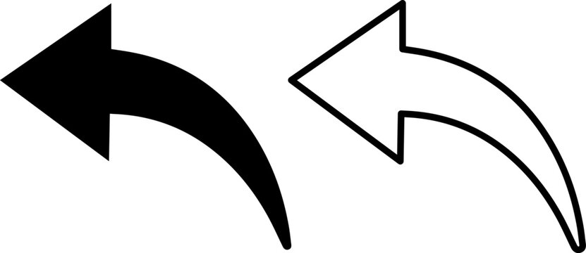 Two curved left arrow icons, solid and outline style