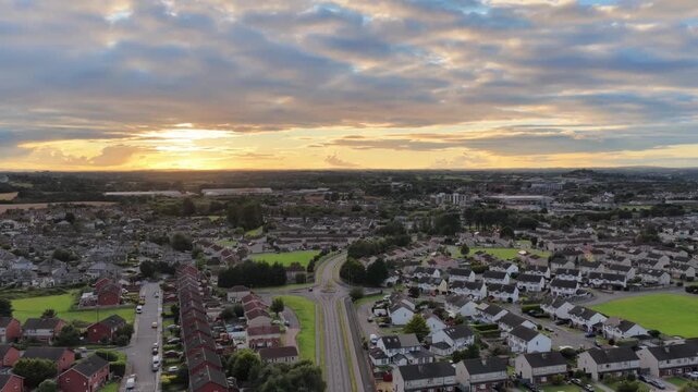 View of Dundalk Town at Sunset, County Louth, Republic of Ireland