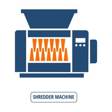 Industrial Shredder Machine Vector Icon for Recycling and Waste Management