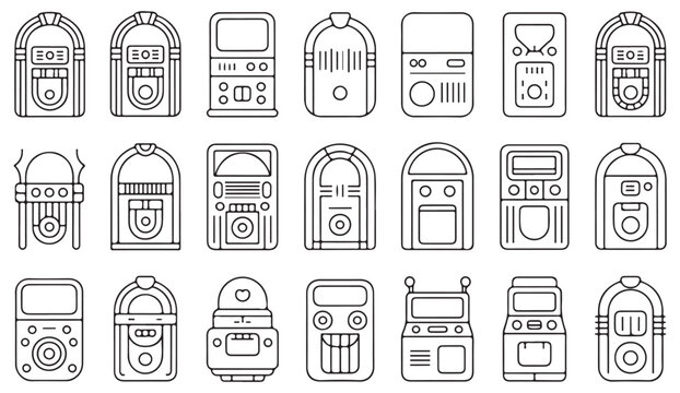 Musical Jukebox and Classic Audio Machine Icons Collection
