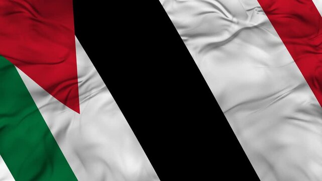 Jordan vs Yemen flag animation seamless loop close-up. 4K