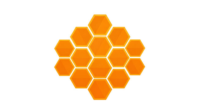 Honeycomb pattern background, hexagonal cells texture, geometric orange honey comb structure