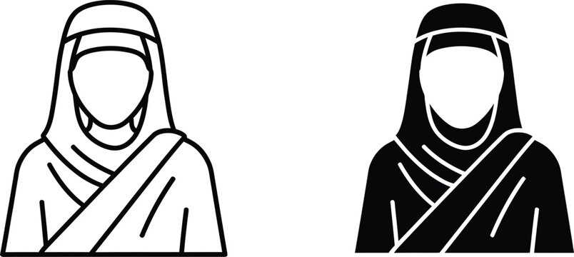 Two women wearing headscarves and shawls Vector