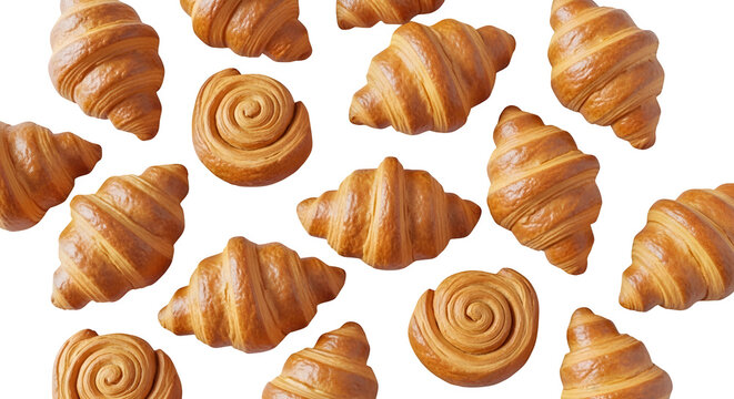 Fresh baked mini croissants and cinnamon rolls pattern
