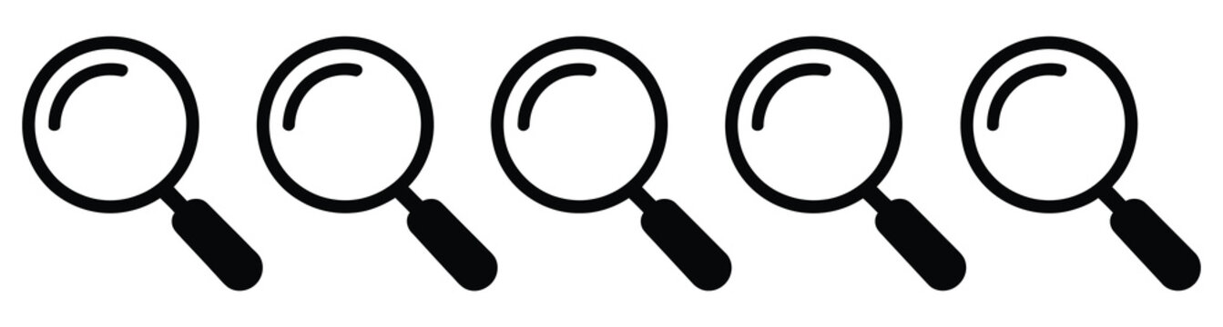Search Icon Collection with Magnifying Glass and Loupe Symbol for Modern Digital Applications