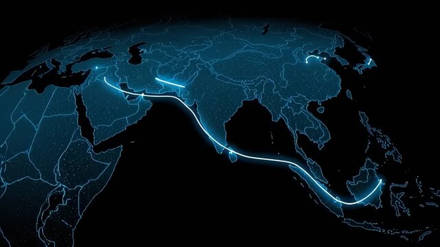 Futuristic city map highlighting urban planning and city traffic aerial view in vibrant neon colors