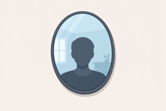 A person examining their reflection in a mirror