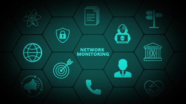 Network Monitoring Dashboard with Futuristic Connectivity Analytics and Secure Digital Infrastructure Interface 4k animation video