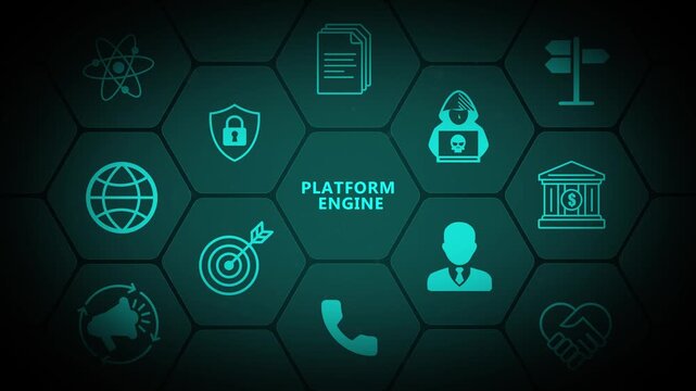 Platform Engine Visualization with Advanced Processing Components and Modern Technology Infrastructure Design transparent background 4k visuals