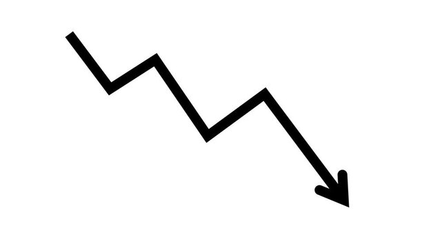 Minimal Downward Market Trend Arrow with Financial Decline Chart on White Background transparent background 4k visuals