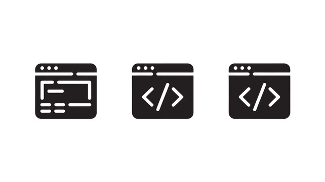 Web Development Icons Set for Coding Technology Backgrounds