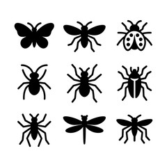 Vector illustration of various insects including butterfly fly ladybug spider beetle © SabithaRani