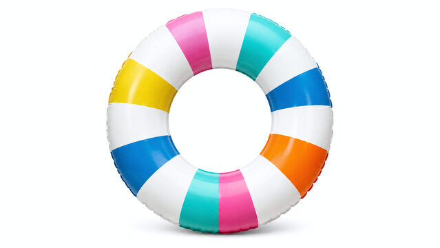 Colorful swimming ring isolated on white background for summer pool safety
