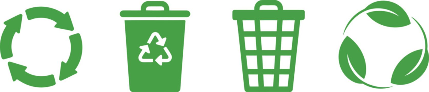 Recycling symbols and bins icons with recycling vector illustration.