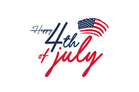 Happy 4th of July typography design with american flag  vector illustration.