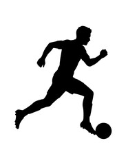 Obraz premium Silhouette of a soccer player running with a ball