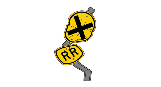 Railroad Crossing Sign - Yellow Warning Sign with RR Symbol