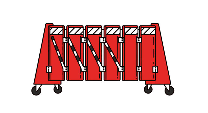 Red Expandable Barrier Gate with Wheels, Safety Crowd Control Equipment