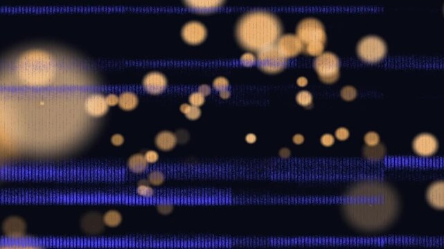 On play warm bokeh cluster drifting growing while blue purple bands scrolling forming retro glow