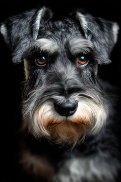 Captivating close up of a Schnauzer displaying charm and elegance