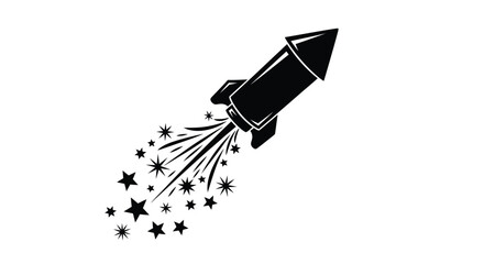 Black silhouette rocket ship launch with stars vector illustration © Saima