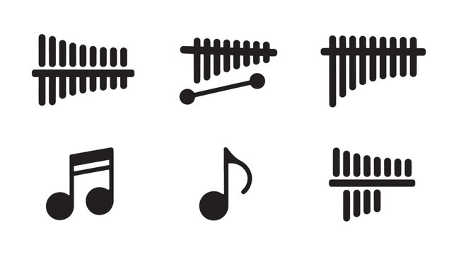 Black Music Notes And Symbols On White Background For Music Education Concepts