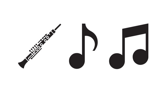 Oboe Musical Instrument With Eighth And Quarter Note For Music Education Concepts