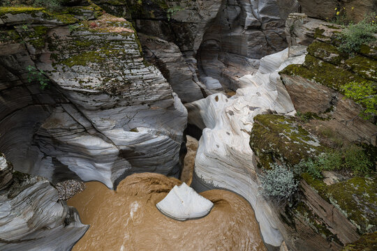Marble Canyon Formations and Muddy Water at Taşyaran Valley, Turkey
