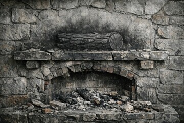 Fototapeta premium A rustic rock fireplace with a pile of stones on top