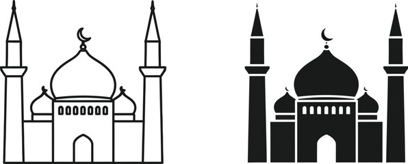 Islamic mosque architecture with minarets and domes © MD Hasan