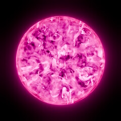Abstract orb, glowing pink orb on black background © gpzIMG