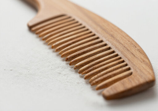 Wooden comb carving parallel grooves into fine white kinetic sand