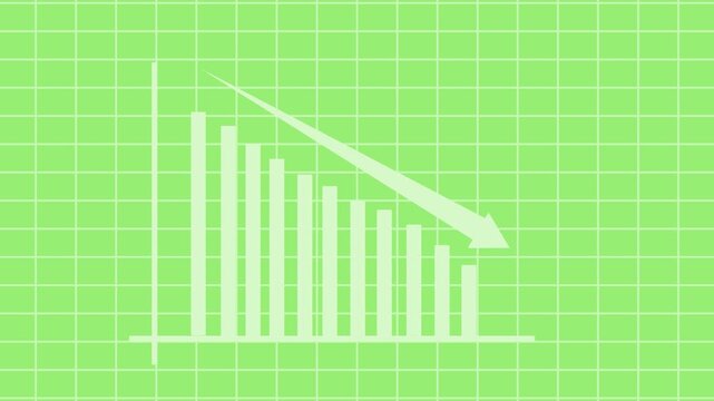 Descending bar chart with downward arrow graph animation