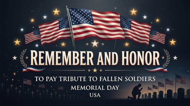 Memorial day tribute with american flag and candles for fallen soldiers