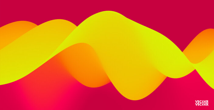 3D abstract wavy background with beautiful gradient colour transition. Dynamic wave. Vector illustration for banner, flyer, brochure, booklet, presentation or website design.