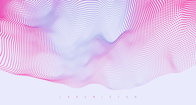 Abstract background with dynamic particles. Grid pattern. Cover design template. Gradient colour. Dynamic effect. Vector for brochure, poster, cover, card, presentation, flyer or banner.
