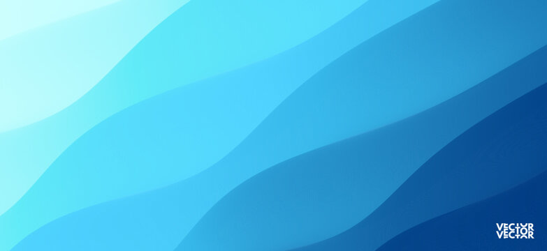 Blue abstract ocean seascape. Sea surface. Water waves. Nature background. Vector illustration for banner, flyer, poster, cover or brochure.