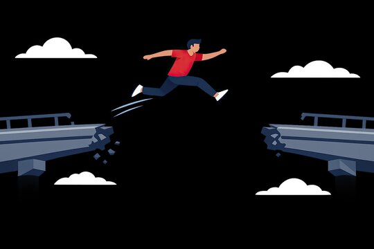 A person jumping off a bridge, defying gravity in mid-air