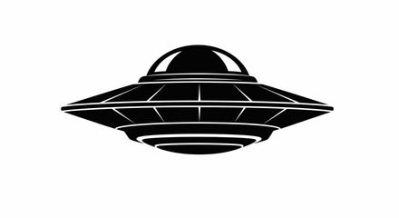 Ufo silhouette on a white background flying saucer shape © Sekh