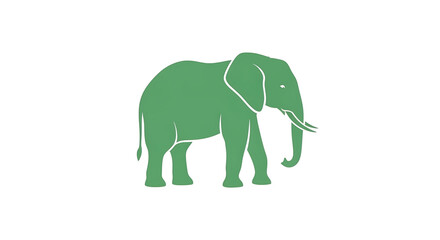 Fototapeta premium Green elephant silhouette icon
