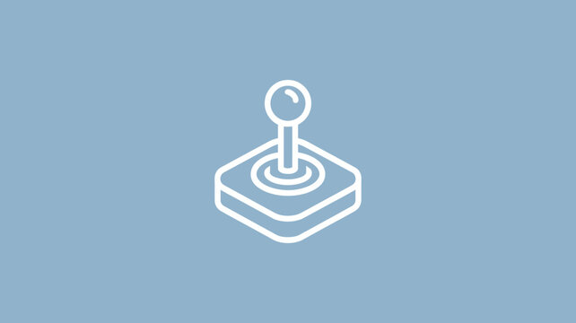 Retro Joystick Controller Icon on Blue Background for Arcade Gaming and Nostalgia Design