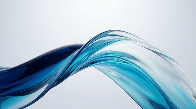 Abstract glassy blue wave in motion